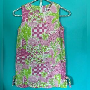 EUC Lilly Pulitzer White Label Girls Floral Pattern Shift Dress Size 7